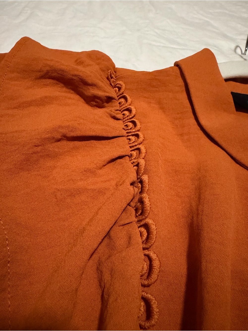 Alice Blue Rust Orange Ruffle Button-Front Blouse - Picture 2 of 4